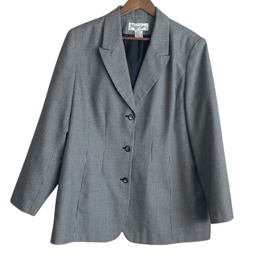 Vintage Maggie Barnes Women Blazer 18W Black White Houndstooth Tailored Capsule